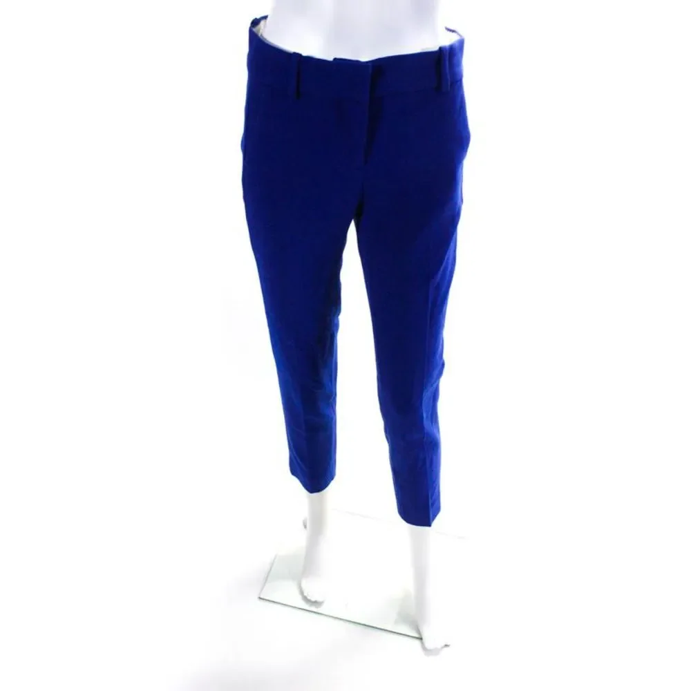J Crew Womens Creased Skinny Leg Dress Trousers Cobalt Blue Size 0